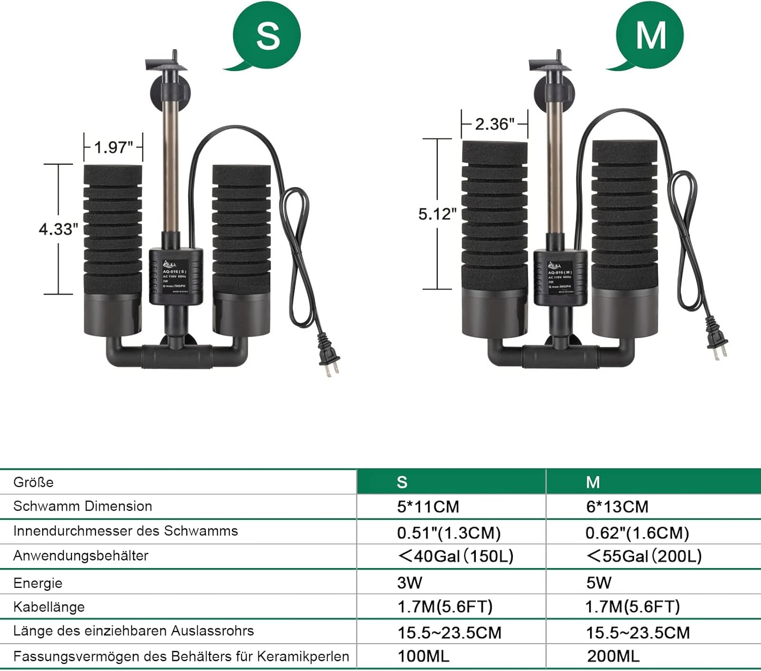 Filtre Double Éponge Électrique 3/5W - AQQA – Image 3