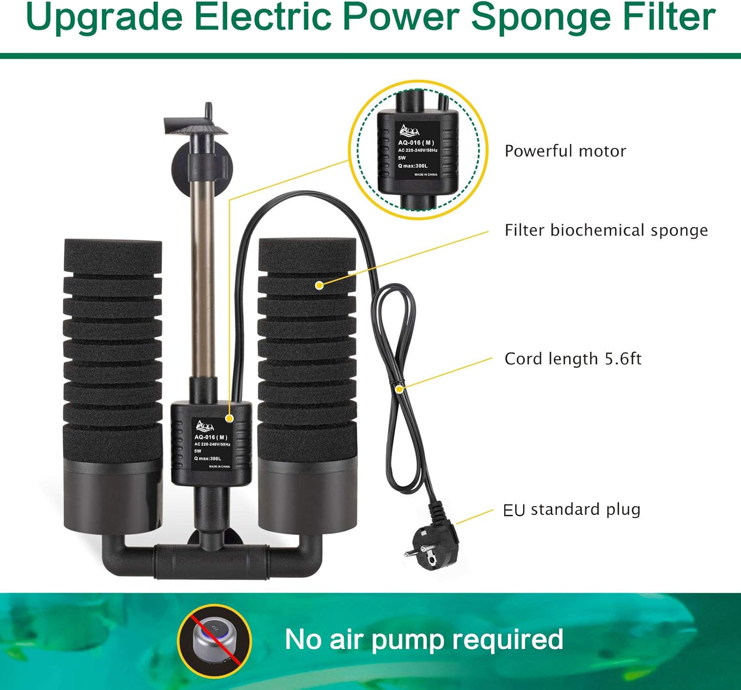 Filtre Double Éponge Électrique 3/5W - AQQA – Image 4